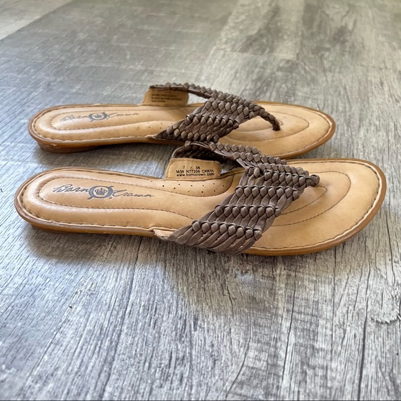 Born Crown woven leather flip flops. Sz 7 - Picture 2 of 8
